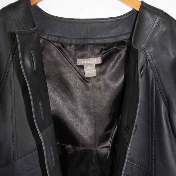 Kenar Size 10 Black Cropped Leather Jacket - Picture 2 of 5